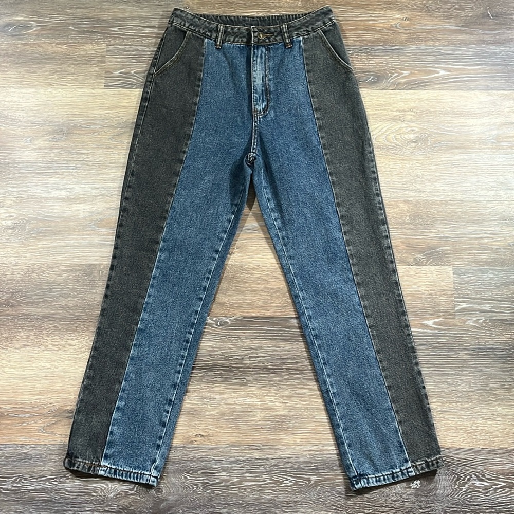 SHEIN Women's Color Block/ Dual Color Denim